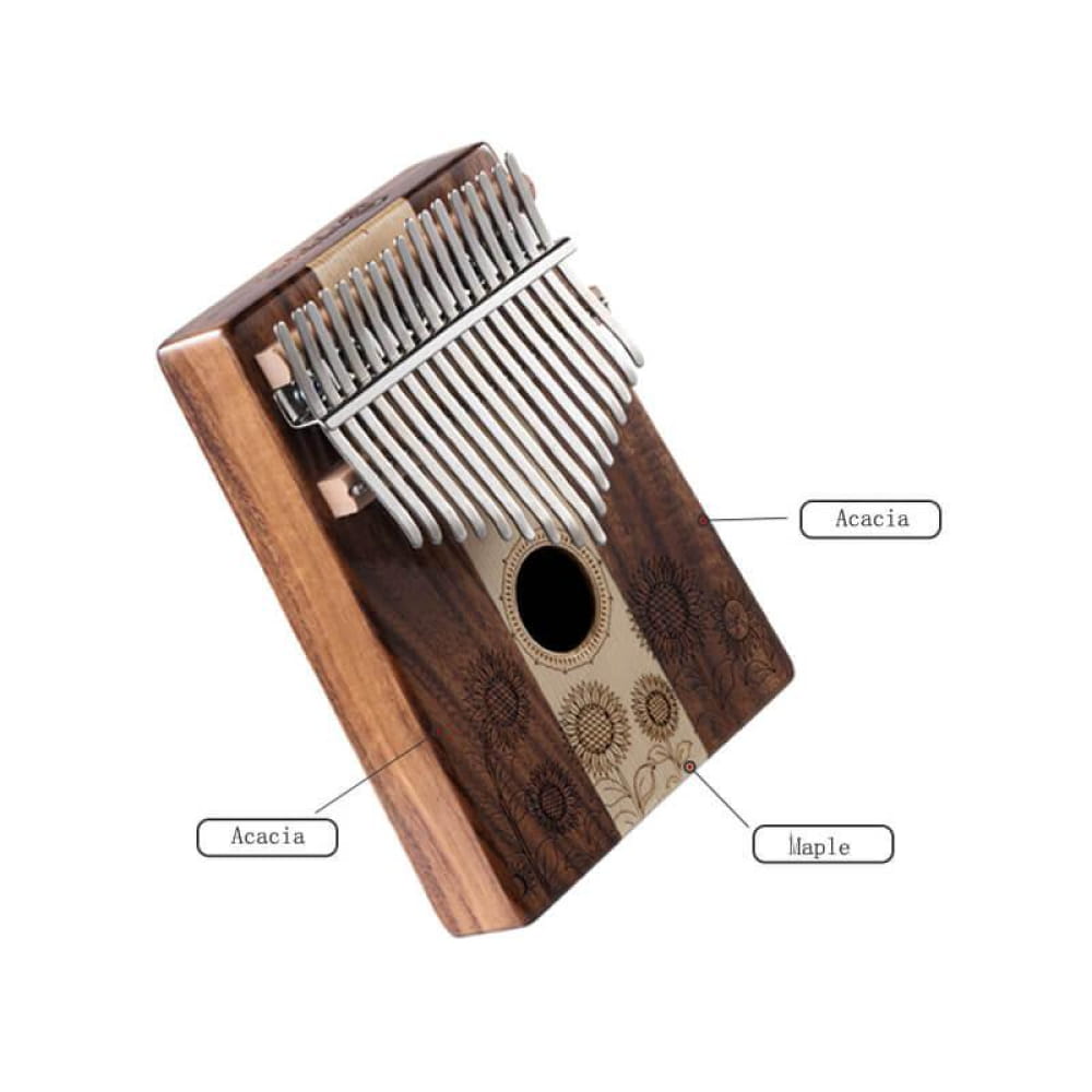 17 Key Acacia & Maple Sun Flower C Tone Kalimba - 17 Keys / Acacia & Maple 3 In 1 / Ore Metal Piano