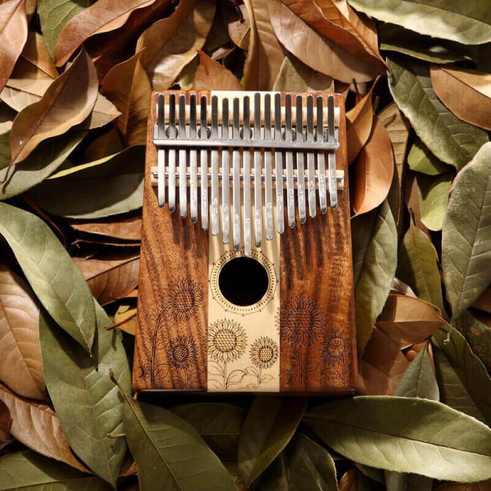 17 Key Acacia & Maple Sun Flower C Tone Kalimba - 17 Keys / Acacia & Maple 3 In 1 / Ore Metal Piano