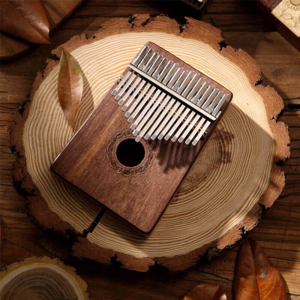 17 Key Walnut Round Hole Kalimba for C Tone Music - 17 Keys / Walnut / Ore Metal Piano Keyboard