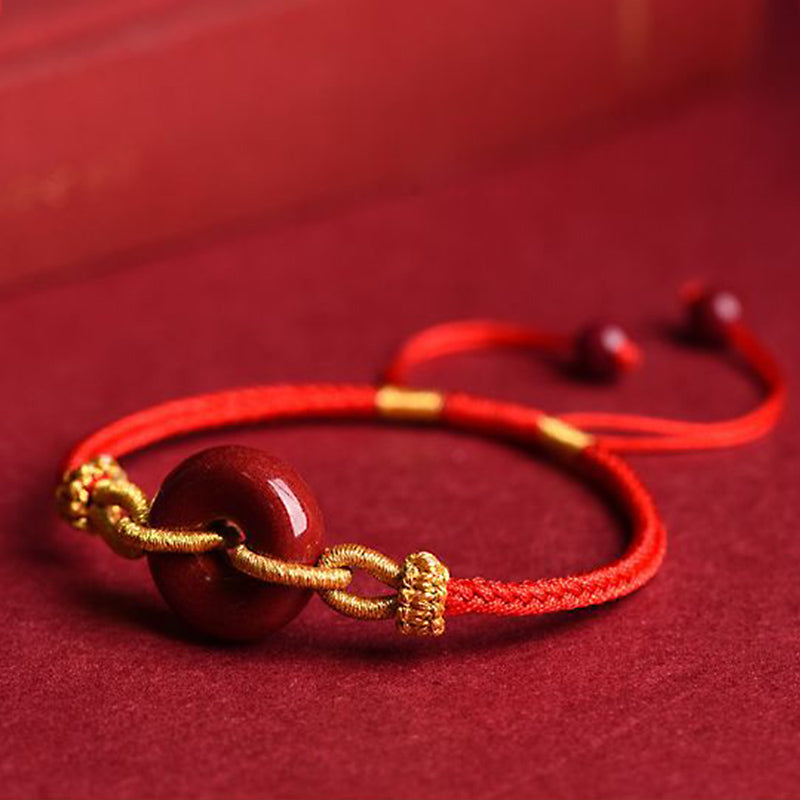 Cinnabar Peace Buckle Bracelet for Concentration & Harmony