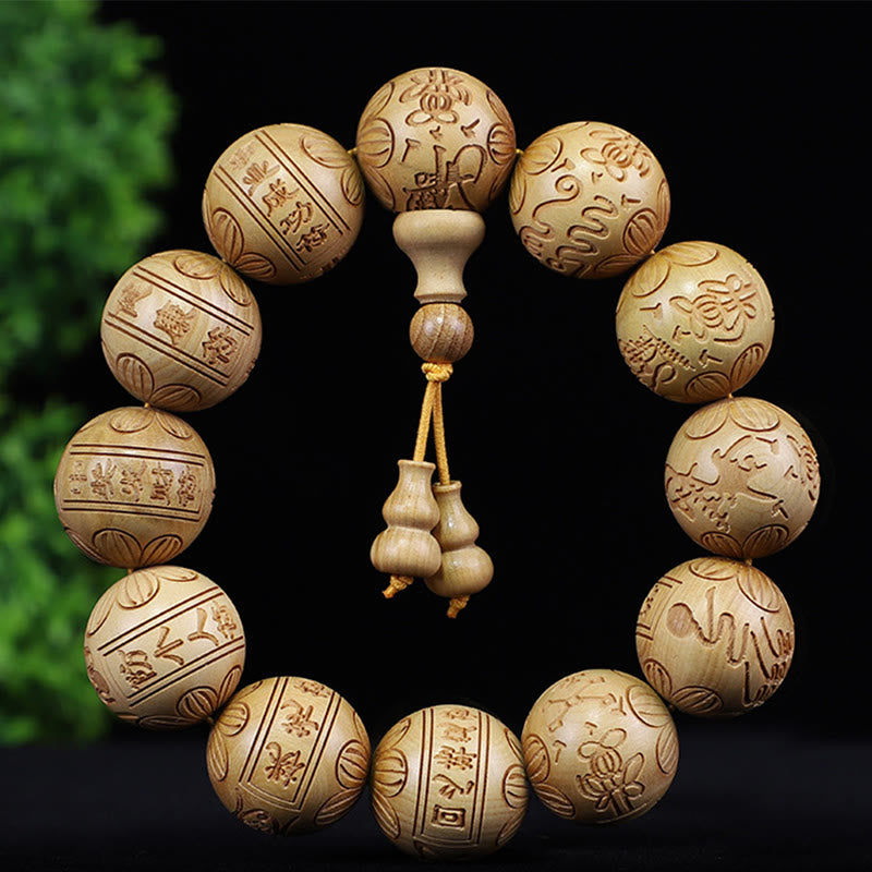 Chinesisches Sternzeichen-Armband aus Rosenholz | 12 Sternzeichen-Perlen Wärme