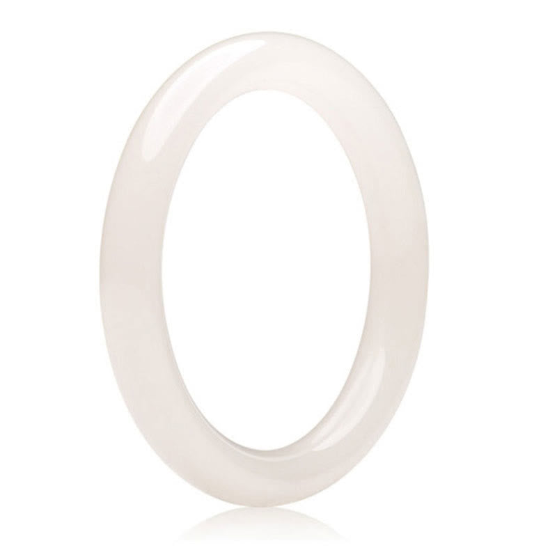Armreif aus natürlicher, weiß-grüner Jade für Wohlstand, 56 mm