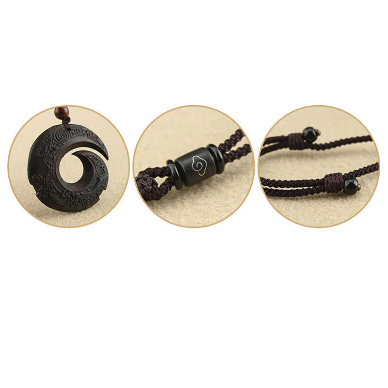 Spiritual Ebony Wood & Sandalwood Necklace for Luck & Peace