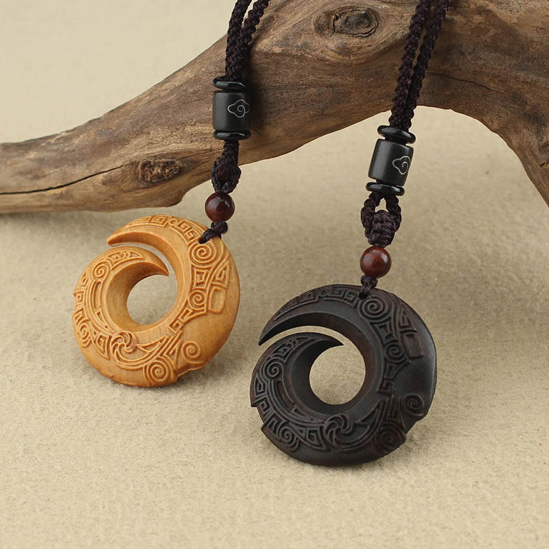 Spiritual Ebony Wood & Sandalwood Necklace for Luck & Peace