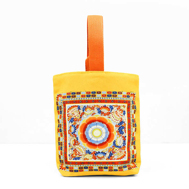 Dunhuang Canvas Handbag with Lotus 15cm