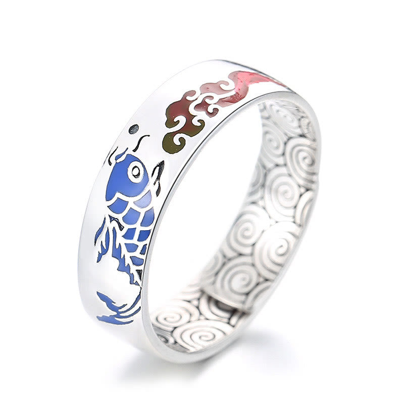 Adjustable Sterling Silver Koi Fish Ring for Prosperity & Balance