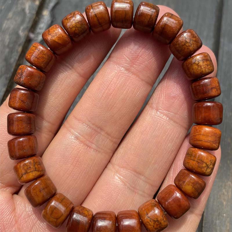 8*10mm Tibetan Yak Bone Strength Bracelet with Dzi Bead