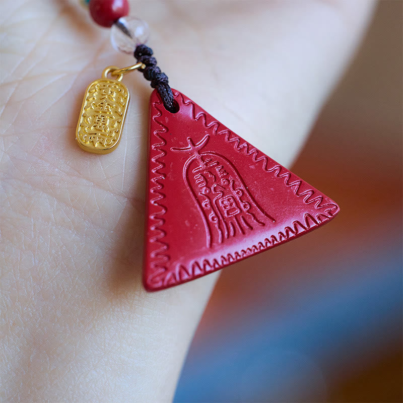 Cinnabar Triangle Talisman Key Chain for Spiritual Protection