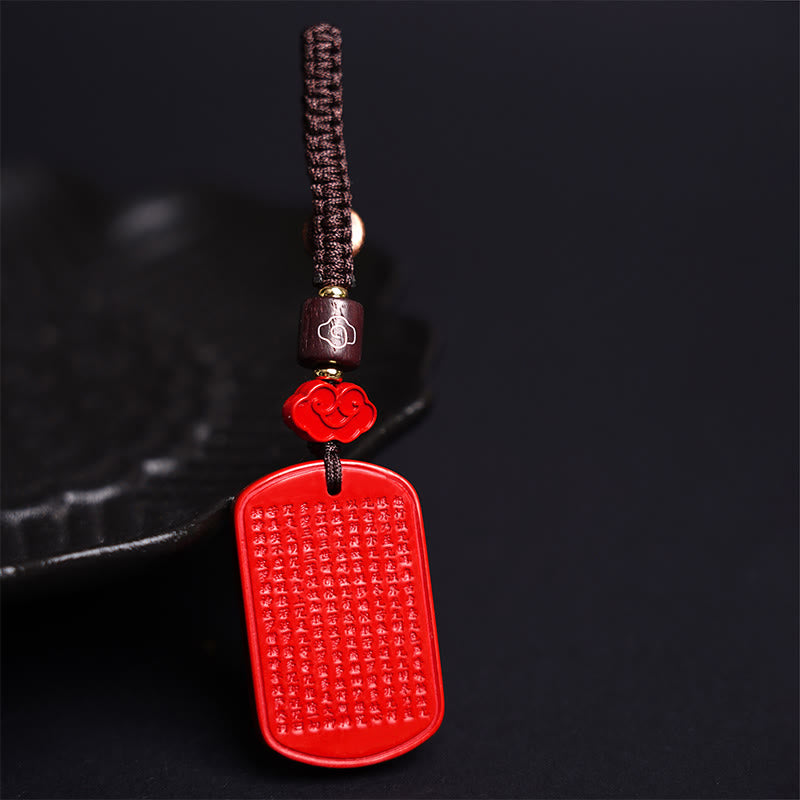 Cinnabar Heart Sutra Blessing Key Chain for Spiritual Protection