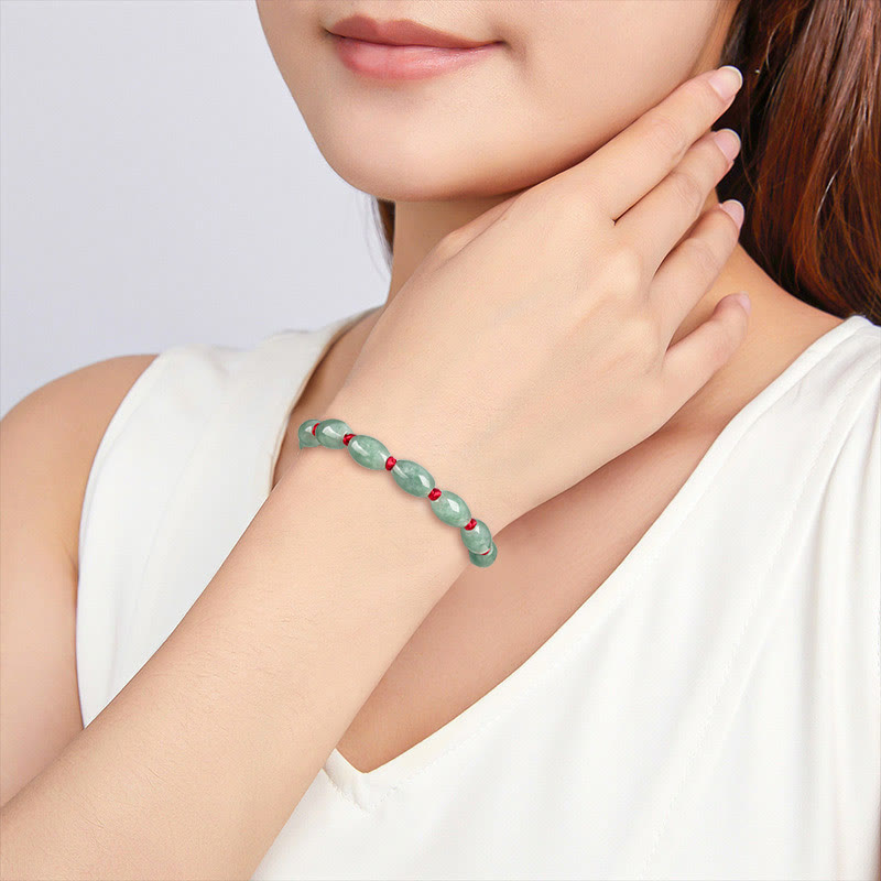 Adjustable Jade Luck Bracelet with Red String for Prosperity
