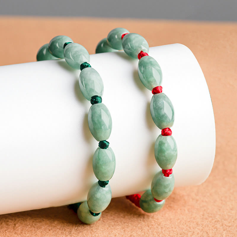 Adjustable Jade Luck Bracelet with Red String for Prosperity