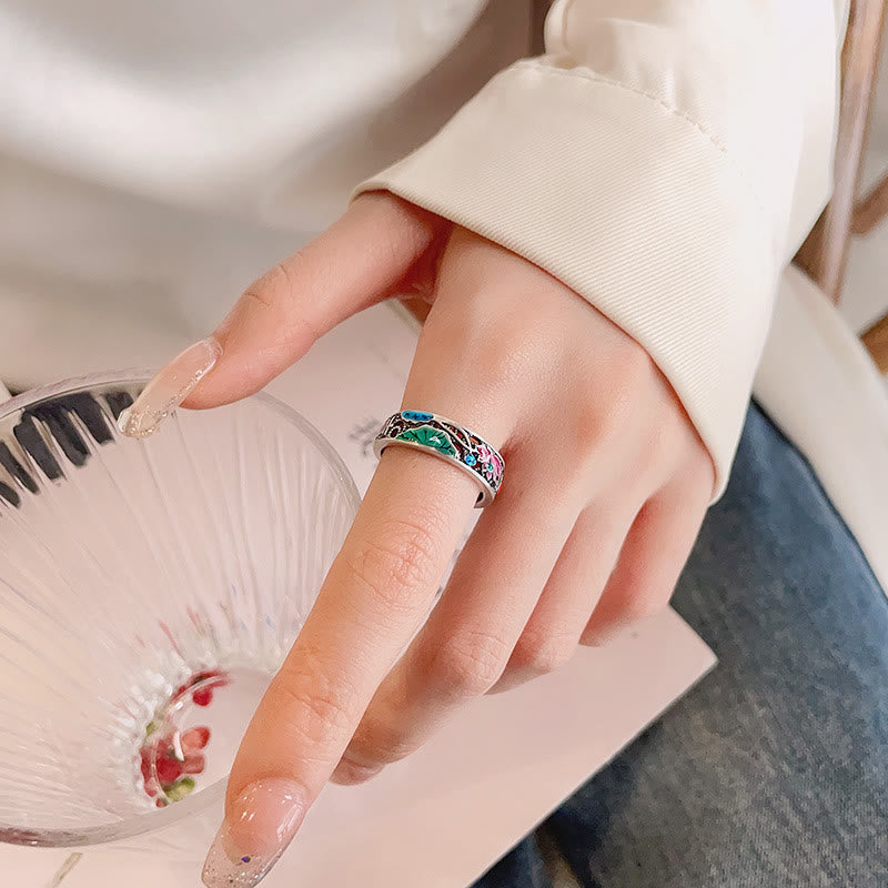 925 Sterling Silver Koi Fish Lotus Ring | Everything Goes Well Symbol
