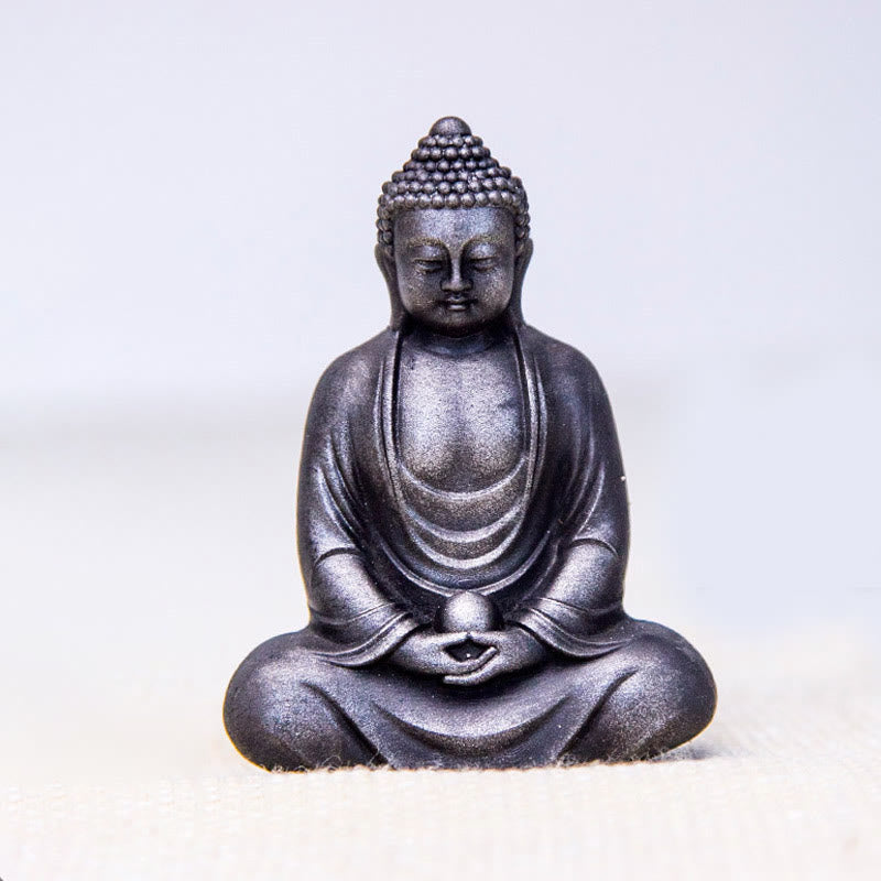 Meditating Buddha Statue Iron Powder Resin 10cm Serenity Décor