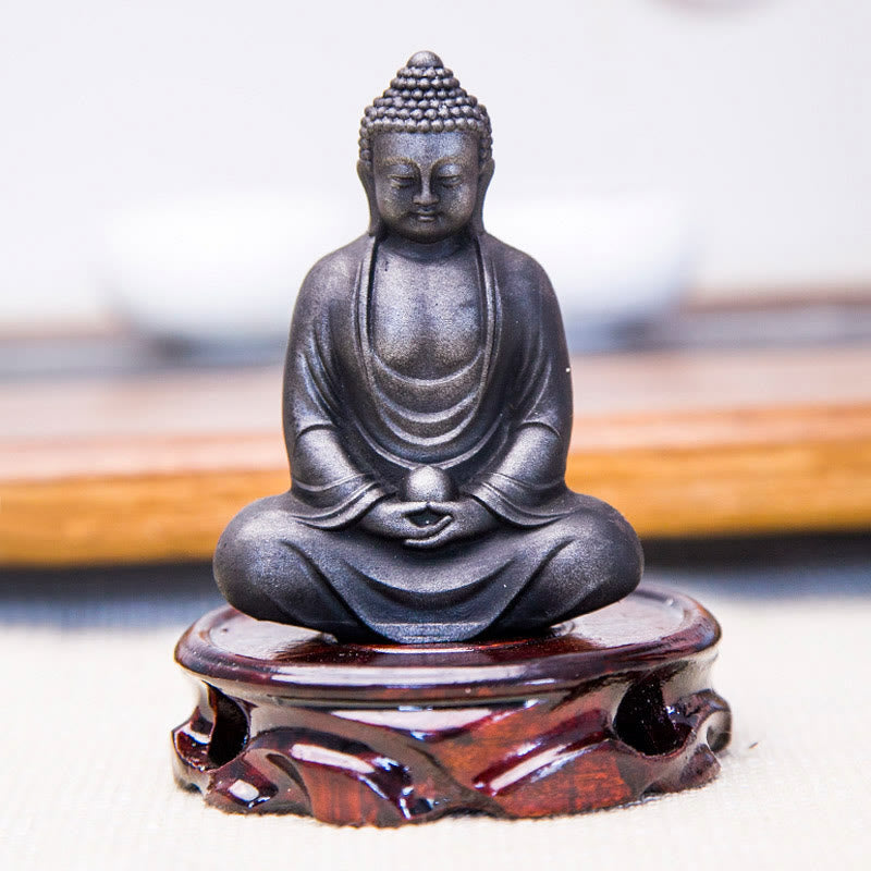 Meditating Buddha Statue Iron Powder Resin 10cm Serenity Décor