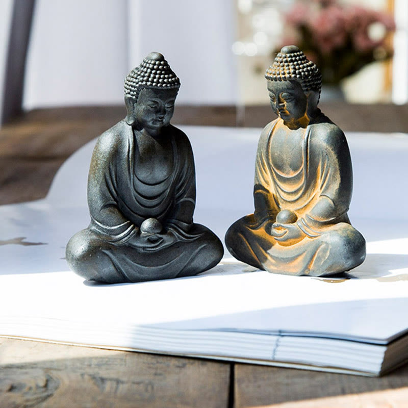 Meditating Buddha Statue Iron Powder Resin 10cm Serenity Décor