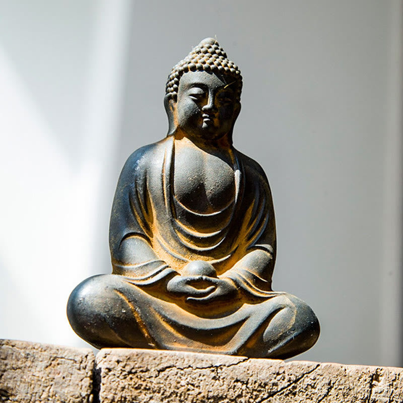 Meditating Buddha Statue Iron Powder Resin 10cm Serenity Décor