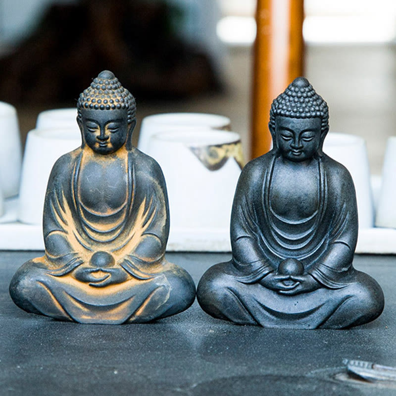 Meditating Buddha Statue Iron Powder Resin 10cm Serenity Décor