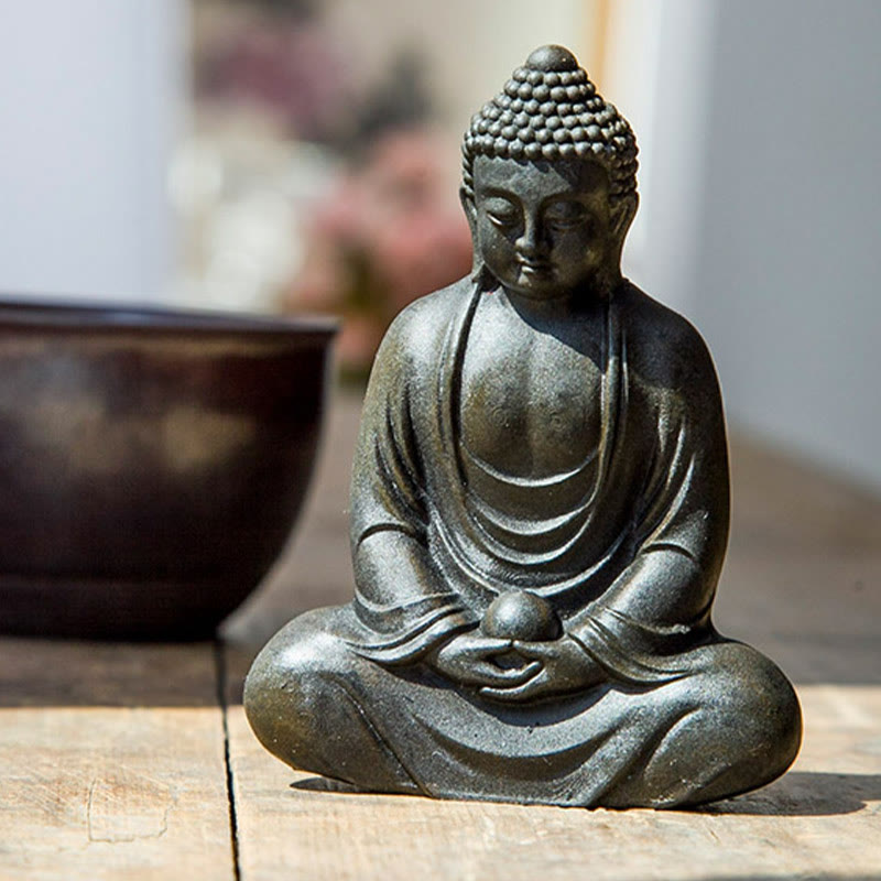 Meditating Buddha Statue Iron Powder Resin 10cm Serenity Décor