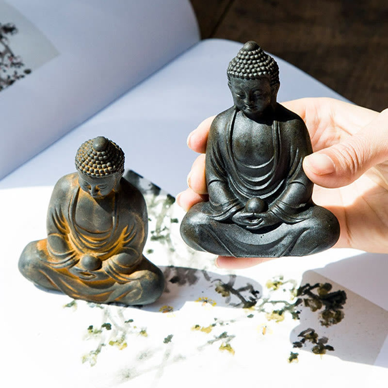 Meditating Buddha Statue Iron Powder Resin 10cm Serenity Décor