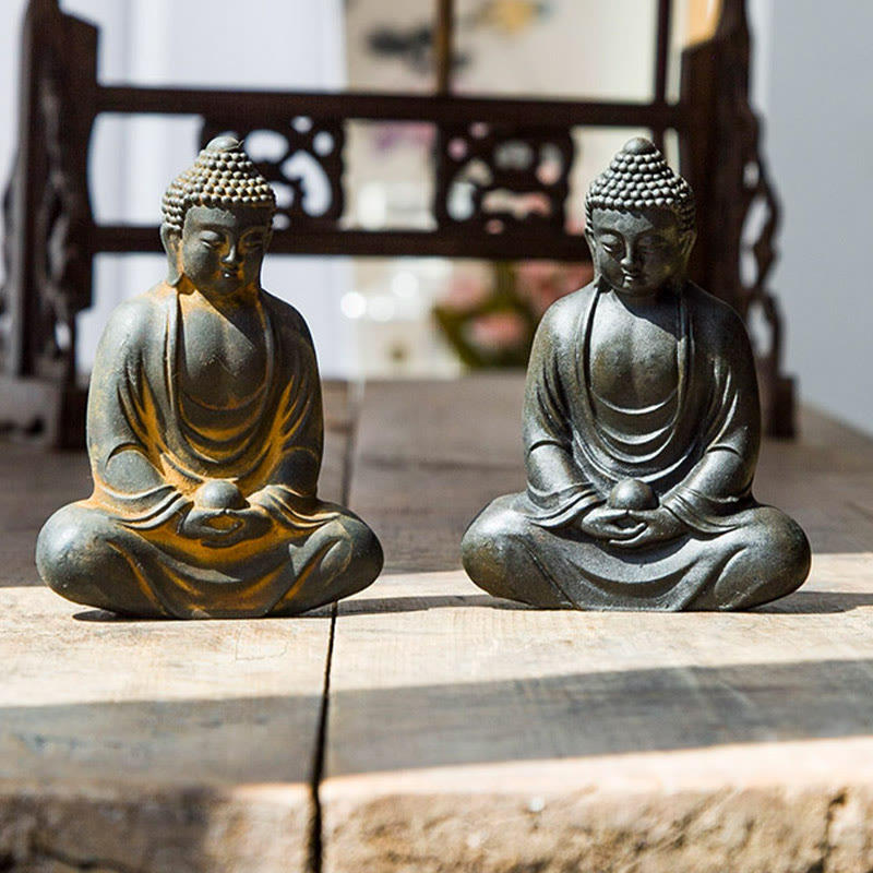 Meditating Buddha Statue Iron Powder Resin 10cm Serenity Décor