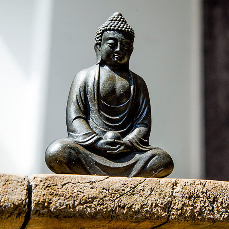 Meditating Buddha Statue Iron Powder Resin 10cm Serenity Décor