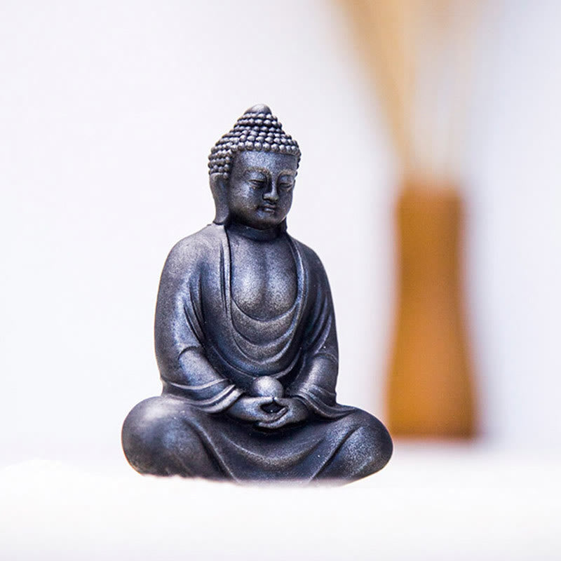 Meditating Buddha Statue Iron Powder Resin 10cm Serenity Décor