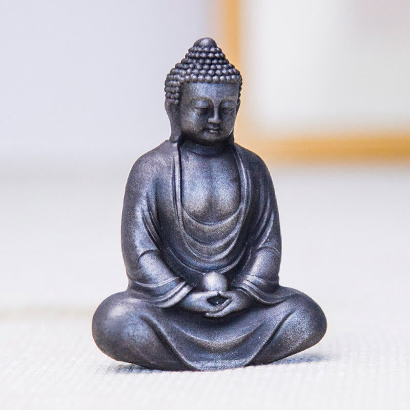 Meditating Buddha Statue Iron Powder Resin 10cm Serenity Décor
