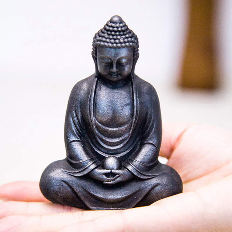 Meditating Buddha Statue Iron Powder Resin 10cm Serenity Décor