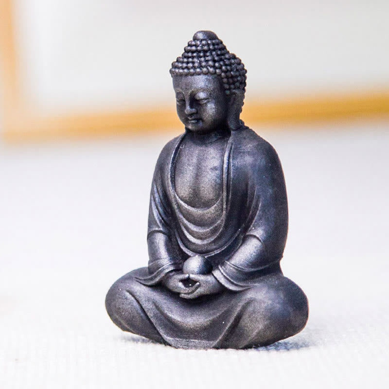 Meditating Buddha Statue Iron Powder Resin 10cm Serenity Décor