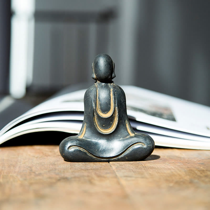 Meditation Buddha Statue Iron Powder Resin Rust 10cm
