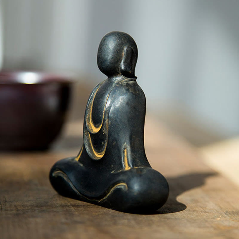 Meditation Buddha Statue Iron Powder Resin Rust 10cm