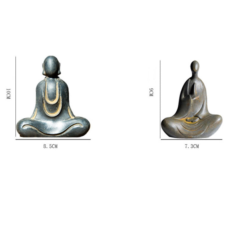 Meditation Buddha Statue Iron Powder Resin Rust 10cm