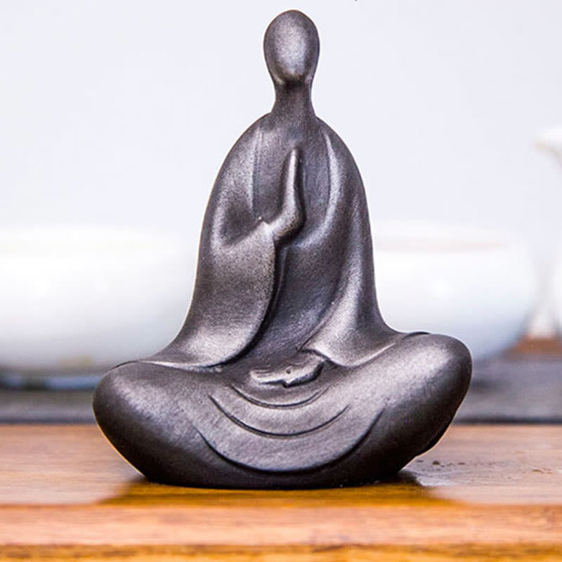 Meditation Buddha Statue Iron Powder Resin Rust 10cm