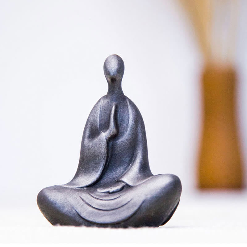 Meditation Buddha Statue Iron Powder Resin Rust 10cm
