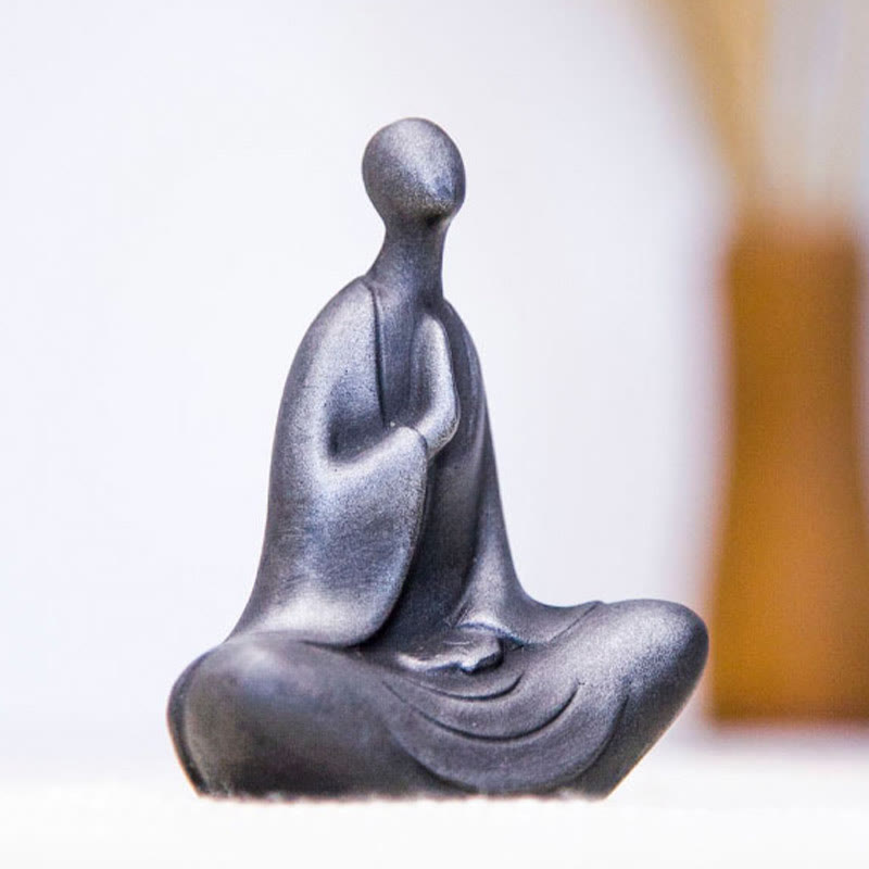 Meditation Buddha Statue Iron Powder Resin Rust 10cm