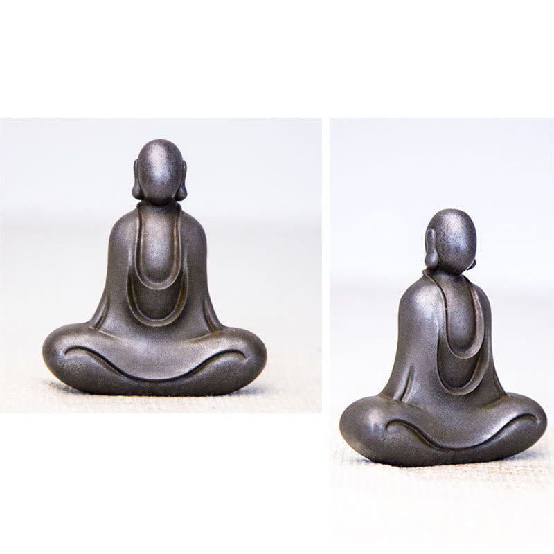 Meditation Buddha Statue Iron Powder Resin Rust 10cm