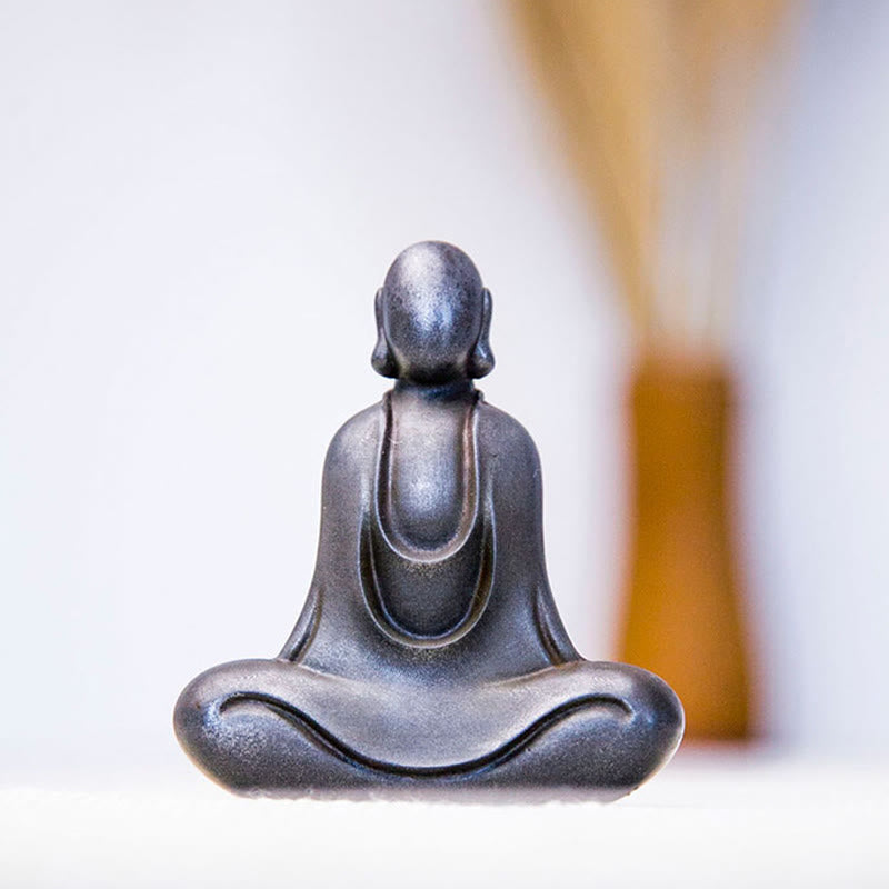 Meditation Buddha Statue Iron Powder Resin Rust 10cm