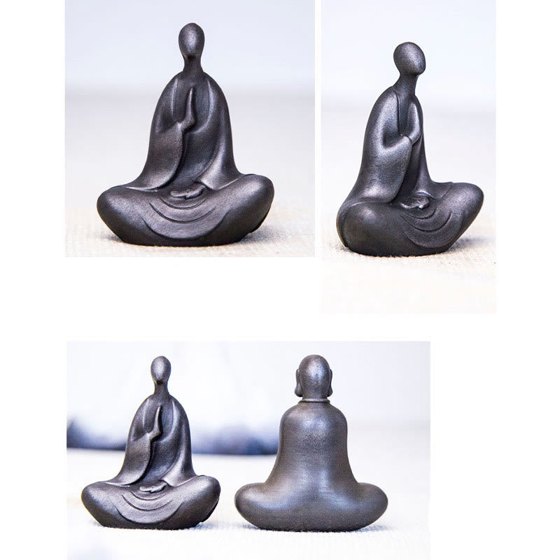 Meditation Buddha Statue Iron Powder Resin Rust 10cm