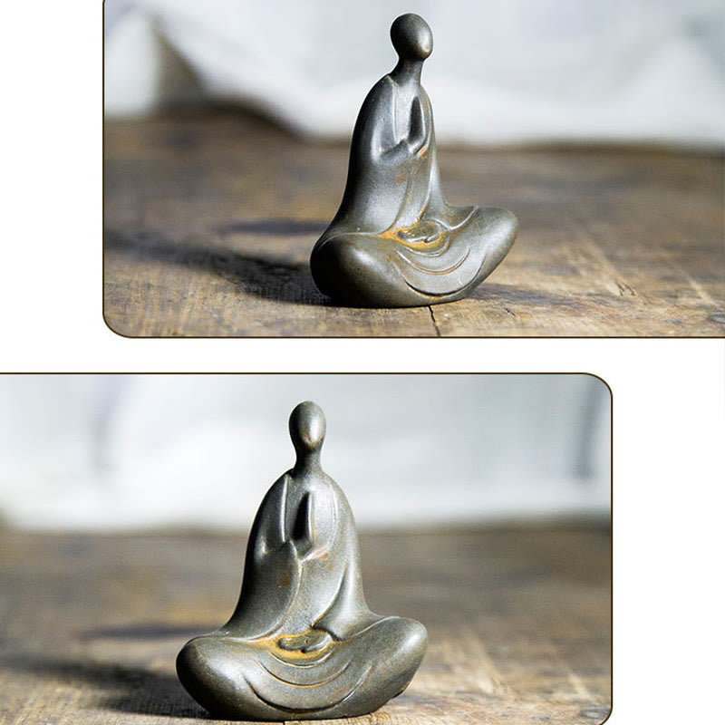 Meditation Buddha Statue Iron Powder Resin Rust 10cm