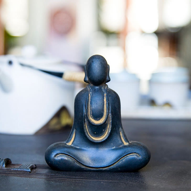 Meditation Buddha Statue Iron Powder Resin Rust 10cm