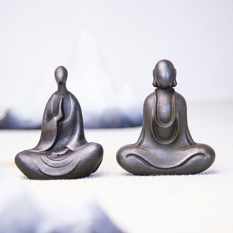 Meditation Buddha Statue Iron Powder Resin Rust 10cm