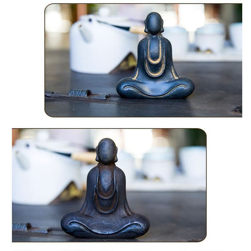 Meditation Buddha Statue Iron Powder Resin Rust 10cm