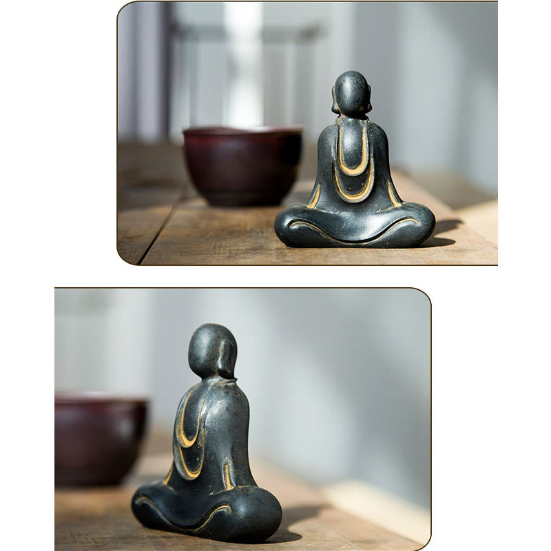 Meditation Buddha Statue Iron Powder Resin Rust 10cm