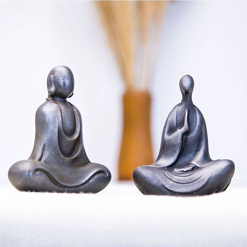 Meditation Buddha Statue Iron Powder Resin Rust 10cm