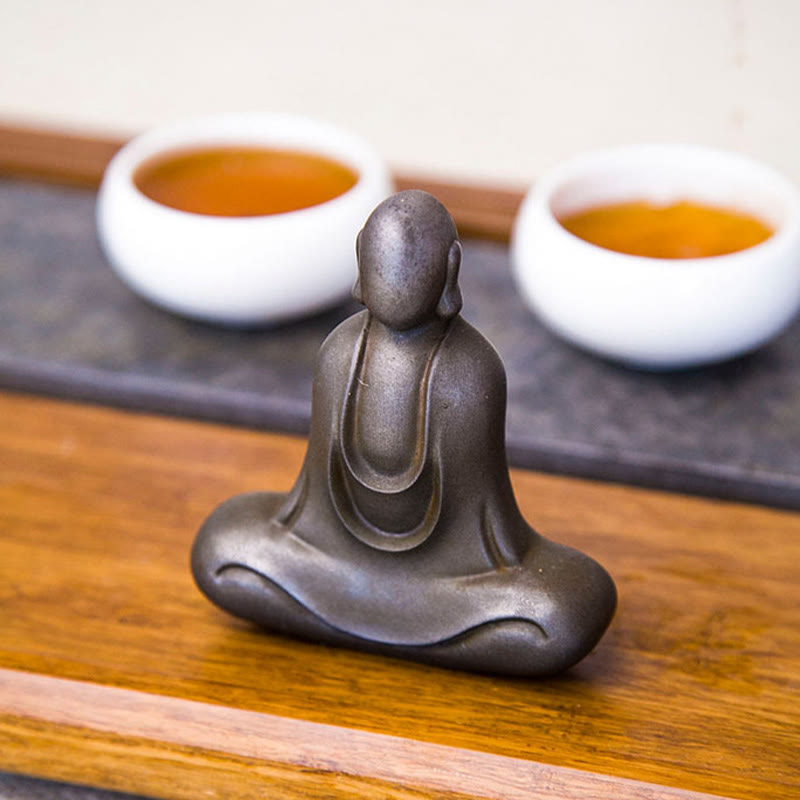 Meditation Buddha Statue Iron Powder Resin Rust 10cm