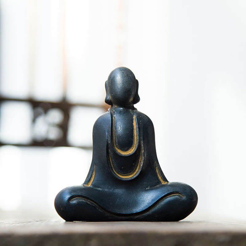 Meditation Buddha Statue Iron Powder Resin Rust 10cm