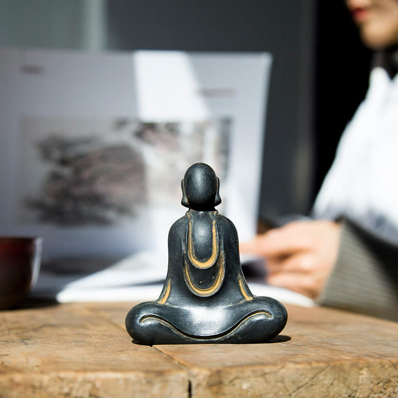 Meditation Buddha Statue Iron Powder Resin Rust 10cm