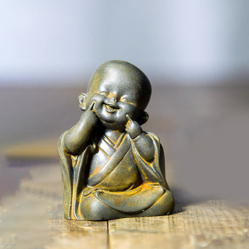 Small Meditating Monk Iron Powder Resin Buddha Statue