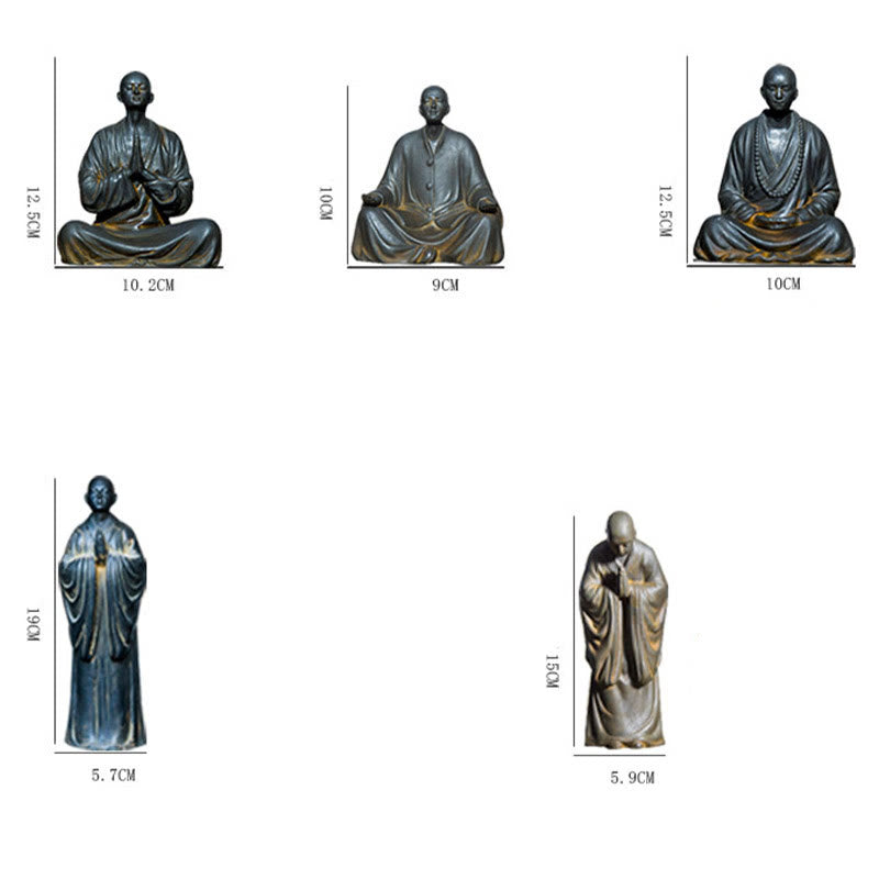 Iron Powder Resin Meditating Monk Statue for Home Decor