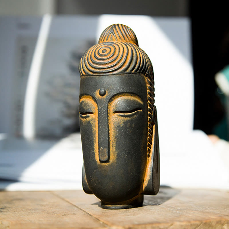 Meditating Buddha Statue 15cm Iron Powder Rust Resin